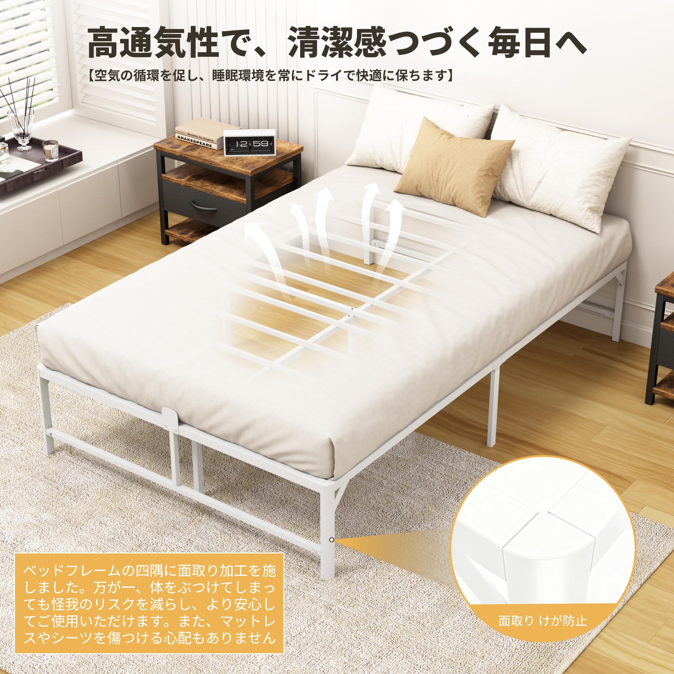 Amazon｜Z-HOM ベッドフレーム ダブル 単品 ダブルベッド 耐荷重600kg